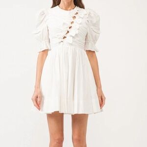 NWT Sofia the label WHITE MINI DRESS WITH BOWS